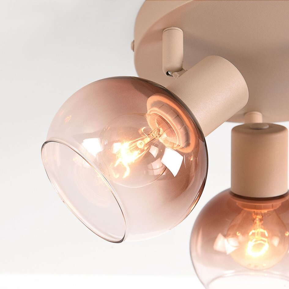 Justerbar taklampa Terra 3-ljus med ombréglas - beige