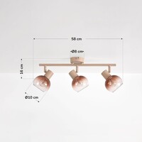 Justerbar taklampa Lorie med tre lampor, ombre-glas i beige