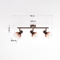 Justerbar taklampa Lorie 3-ljus med ombreglas - brun