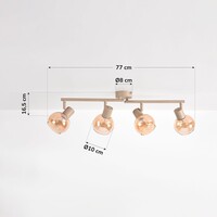 4-ljus justerbar taklampa Dari med bärnstensfärgat glas - beige