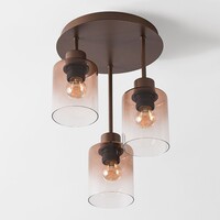 Taklampa Lire 3-ljus med ombréglas - brun