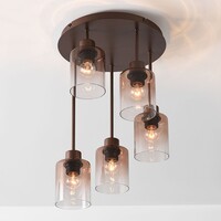 Taklampa Leria 5-ljus med ombréglas - brun