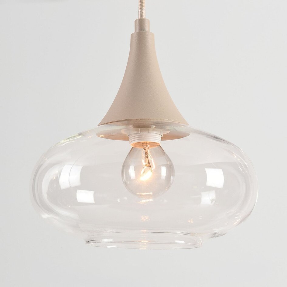 6-ljus taklampa Loic med transparent glas - sandbeige