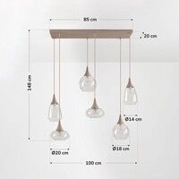 6-ljus taklampa Loic med transparent glas - sandbeige