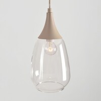 Pendellampa Loic med sex lampor, transparent glas i sandbeige