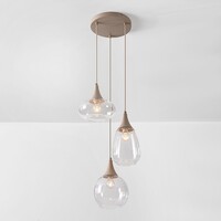 Pendellampa Loua med tre lampor, transparent glas i sandbeige