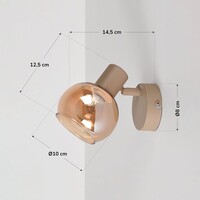 Justerbar väggspot Pilou med bärnstensfärgat glas - beige