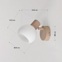 Justerbar väggspot Pilou med mjölkvitt glas - beige