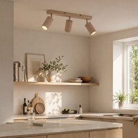 Taklampa Blaze med 3 räfflade, justerbara spotlights - sandbeige