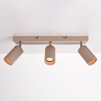 Taklampa Blaze med 3 räfflade, justerbara spotlights - sandbeige