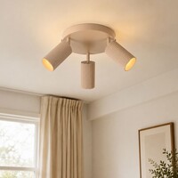 3-ljus justerbar taklampa Blaze med räfflade spotlights - sandbeige