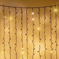 Kopplingsbar ljusgardin svart | från 2 meter | 300 LED | 2200K extra varmvit med glitter | gummi