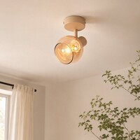 Justerbar takspotlight Pilou med bärnstensfärgat glas - beige