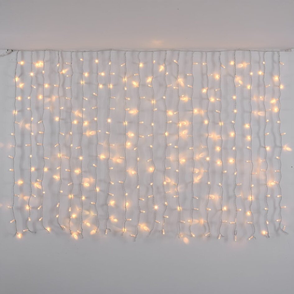 Kopplingsbar ljusgardin vit | från 2 meter | 300 LED | 2200K extra varmvit | gummi