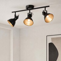 Design takspotlight svart med guld 3-ljus - Alexis