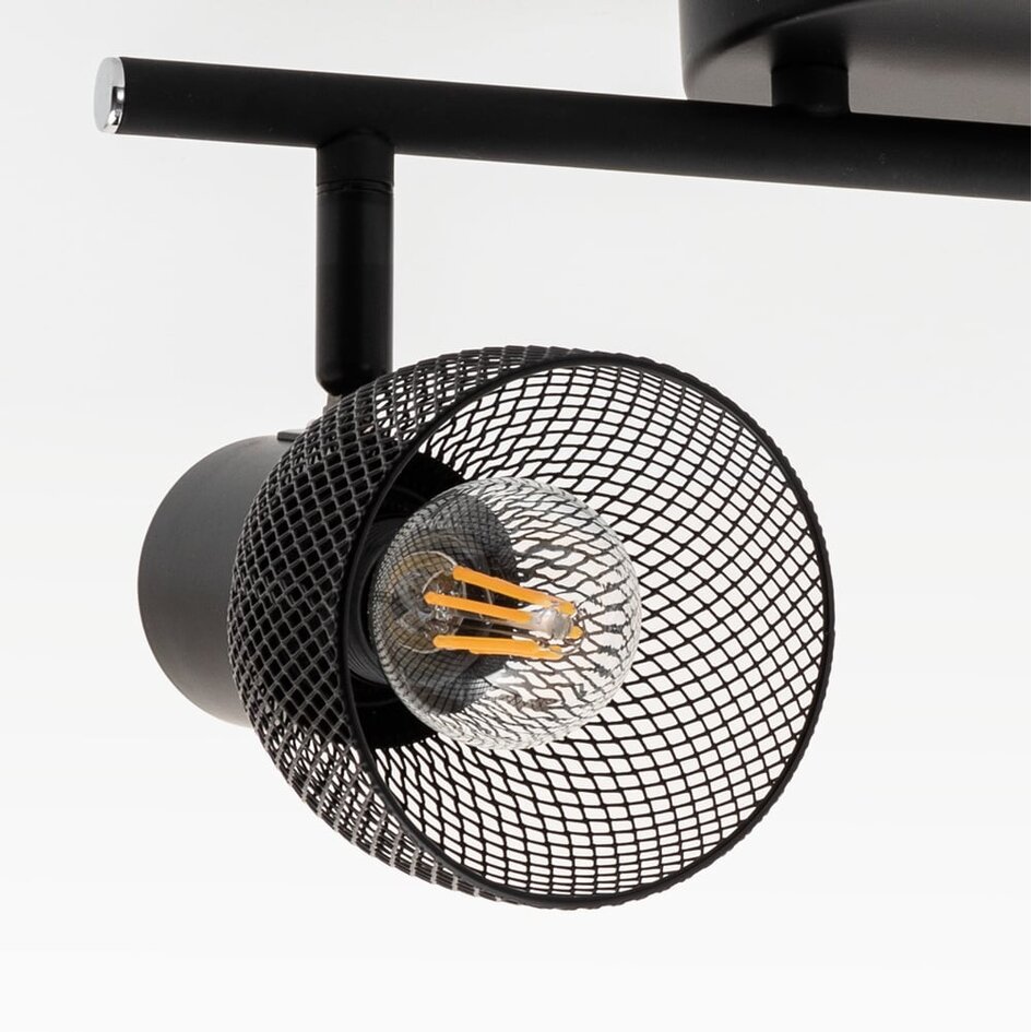 Modern taklampa Meshki med två lampor i svart och nätfinish