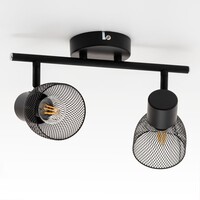 Modern taklampa Meshki med två lampor i svart och nätfinish