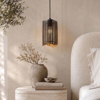 Pendellampa Tablon - svart med vågig ribbdesign