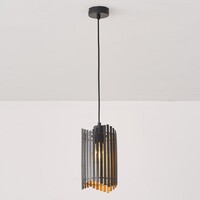 Pendellampa Tablon - svart med vågig ribbdesign