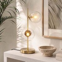 Bordslampa Ethan med två lampor - brons med transparent glas