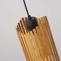 Modern pendellampa Tablon - vågig skärm med lameller, guld