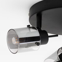 Industriell takspotlight Chicago med tre lampor - mattsvart och rökfärgat