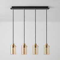 Industriell pendellampa Tuscon med fyra lampor - mattsvart och amber