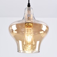 Pendellampa Trinidad med en lampa - amberfärgat glas, mellanstor skärm
