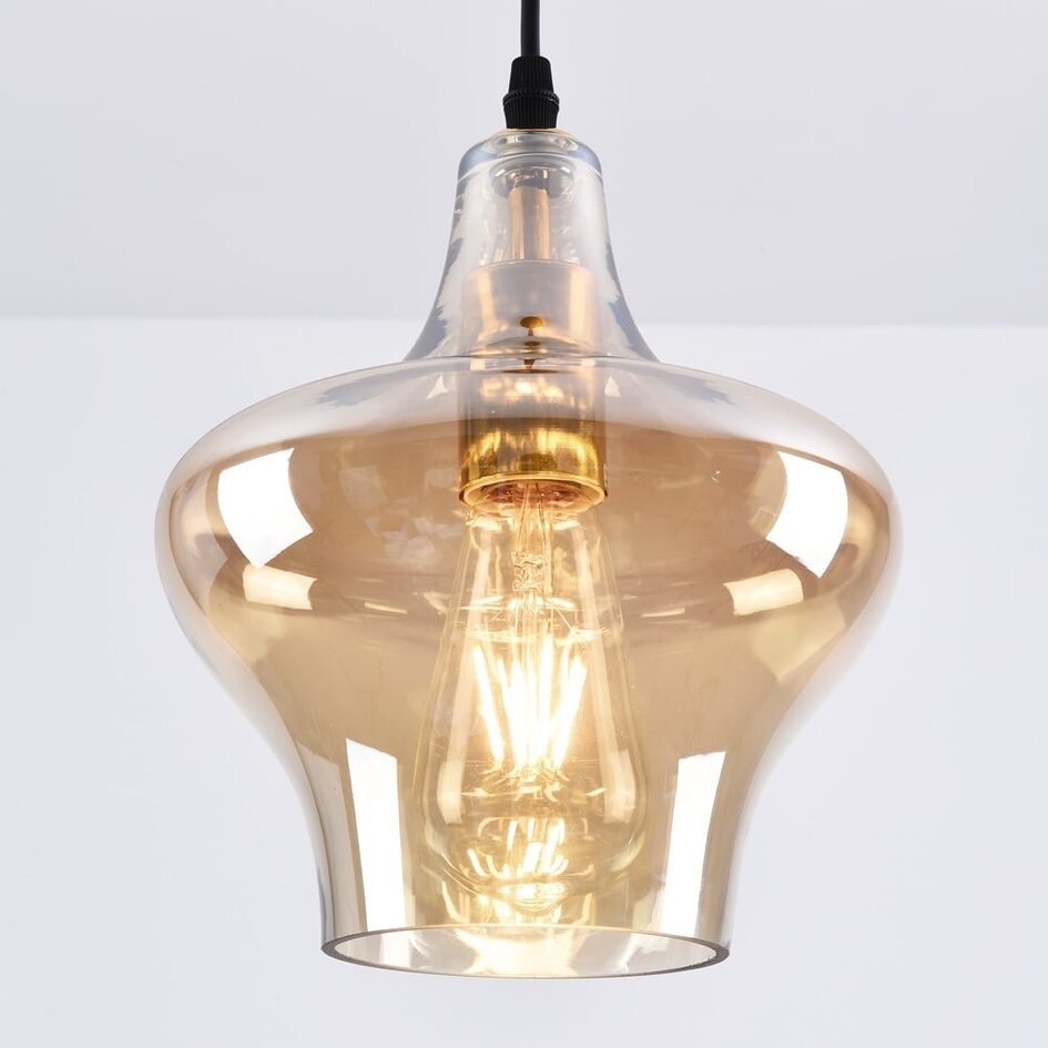 Pendellampa Trinidad med en lampa - amberfärgat glas, mellanstor skärm
