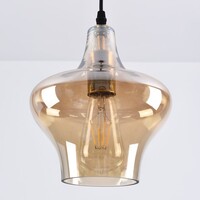 Pendellampa Trinidad med en lampa - amberfärgat glas, mellanstor skärm