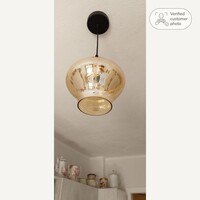 Pendellampa Trinidad med en lampa - amberfärgat glas, mellanstor skärm