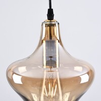 Pendellampa Trinidad med en lampa - amberfärgat glas, mellanstor skärm
