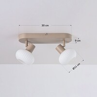 Taklampa Odelle - beige med 2 justerbara skärmar, räfflat glas