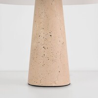 Bordslampa Marlo med vit glaskupa och travertin (natursten)