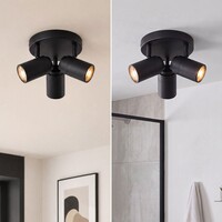 Takspotlight Nivo med tre lampor, vridbara spotlights i svart