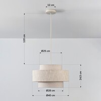 Taklampa Tonio med skiktad linneskärm