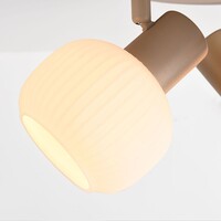 Taklampa Natasja med 3 vridbara räfflade mjölkvita glaskulor i sandbeige