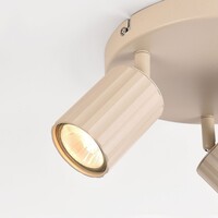 3-ljus roterbar taklampa Bruna med räfflade spotlights - beige