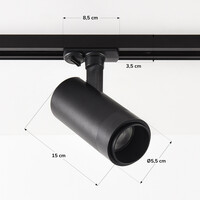 Set med 1-fas skensystem på 3 meter och Jolie-spotlights, svart