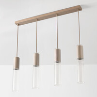 Taklampa Frida beige med räfflat glas, 4-ljus