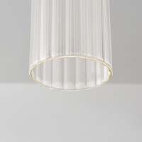 Taklampa Frida beige med räfflat glas, 4-ljus