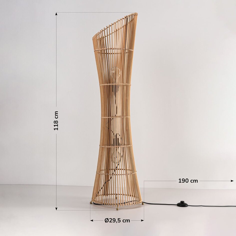 Golvlampa Floris med flätad bambu - natur