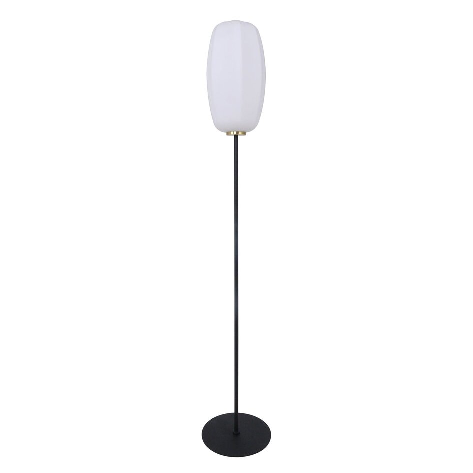 Golvlampa Karsten - svart med vitt glas