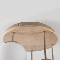 Taklampa Carat i travertin (natursten) med mjölkvitt glas, fem lampor i beige