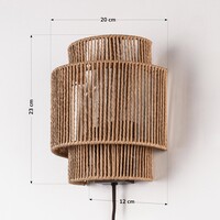 Vägglampa Navira med stickkontakt av handflätat papperssnöre - natur