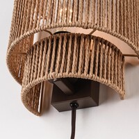 Vägglampa Navira med stickkontakt av handflätat papperssnöre - natur