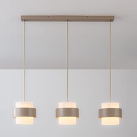 Taklampa Klari beige med mjölkvitt glas, 3-ljus