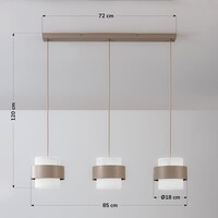 Taklampa Klari beige med mjölkvitt glas, 3-ljus