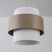 Taklampa Klari beige med mjölkvitt glas, 3-ljus