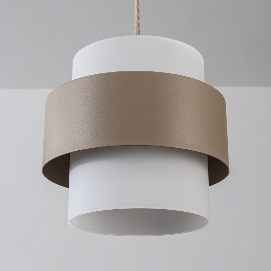 Taklampa Klari beige med mjölkvitt glas, 3-ljus
